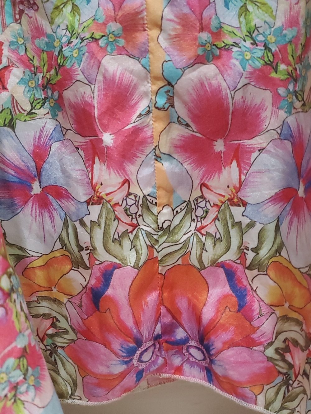 Johnny Was Cream Maxi Skirt with Pink, Blue & Green Floral Panels - Picture 10 of 11